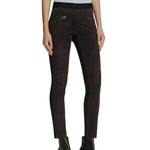 Blank NYC front suede leather pull on leggings black gray size 25 moto pant NWOT